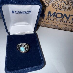 Montana Silversmiths Silver Ring with Turquoise and Pearl NEW
